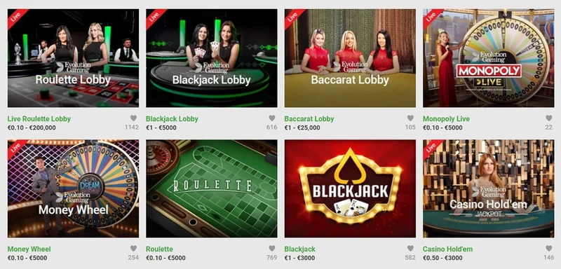Unibet Casino interface and gaming selection